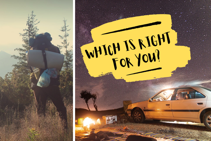 The pros & cons of car camping vs. backpacking need to be carefully weighed before setting out on your adventure. 